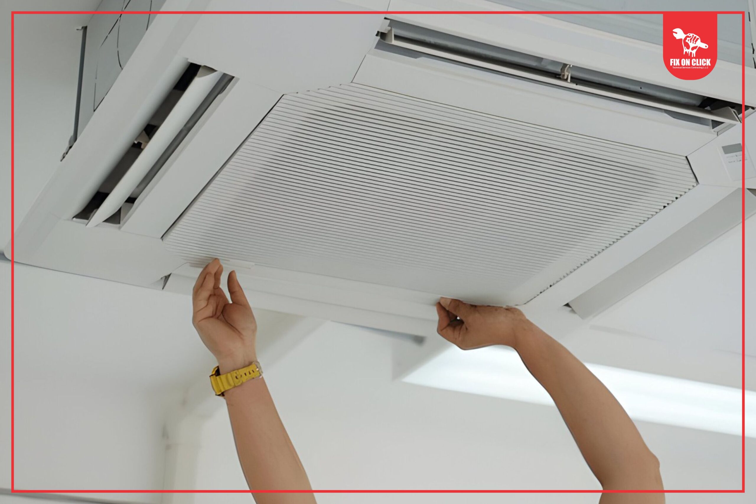 A person is modifying the air conditioner to enhance the indoor climate