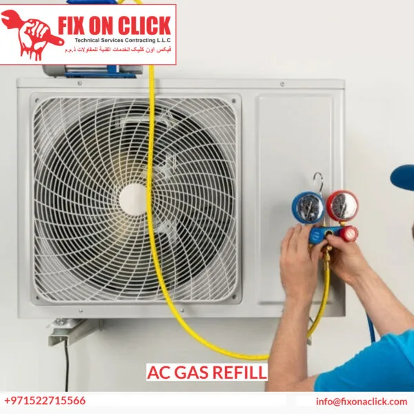 Refrigerant pressure gauges during AC gas refill Dubai - Fix On Click