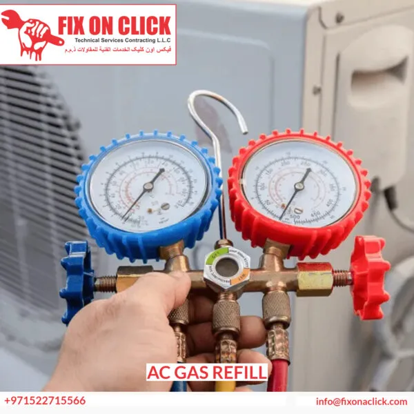 AC gas refill service Dubai - Fix On Click refrigerant technician