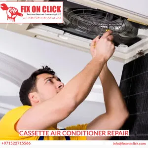 Professional cassette AC repair in Dubai by Fix On Click HVAC team