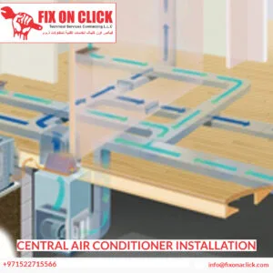 Fix On Click engineer pressure-testing refrigerant lines on a central AC install