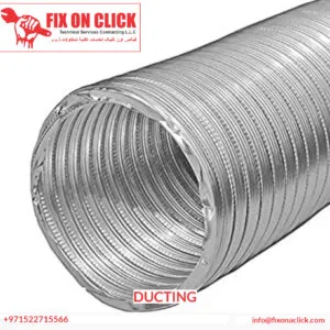 Fix On Click technician installing insulated air ducts in a Dubai villa