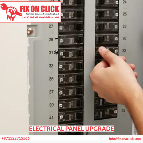 Modern circuit breaker panel installed by Fix On Click electrician in Dubai home