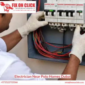 Electrician fixing a panel near Polo Homes Dubai