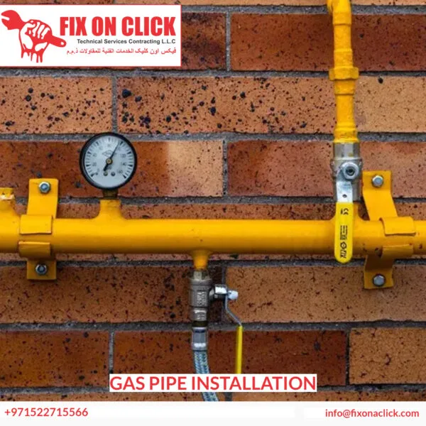 Fix On Click technician routing and testing gas pipework in Dubai property