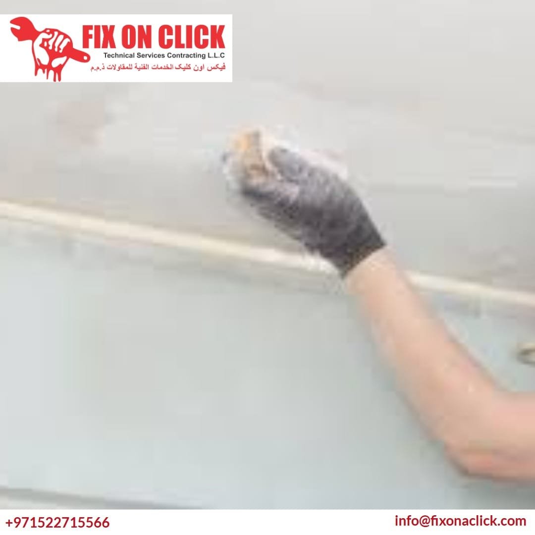 Gypsum ceiling repair and finishing work in a Dubai apartment