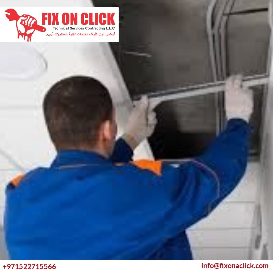 Fix On Click technician completing gypsum wall finishing in Dubai