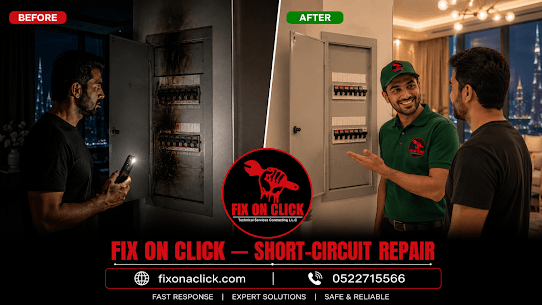 Short circuit repair Dubai - Fix On Click certified electrician diagnosing electrical fault