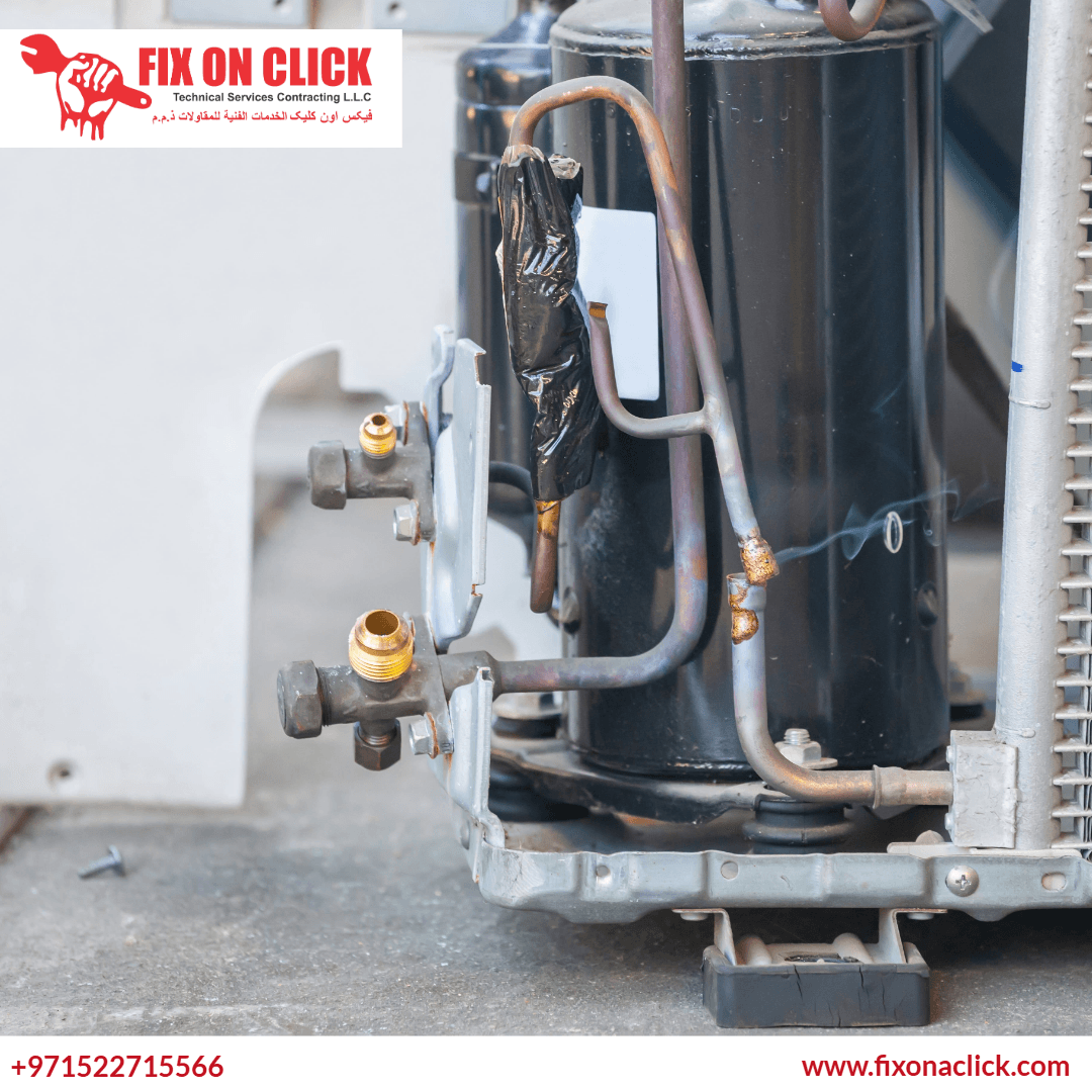 Daikin AC compressor unit close-up replacement parts Dubai - Fix On Click