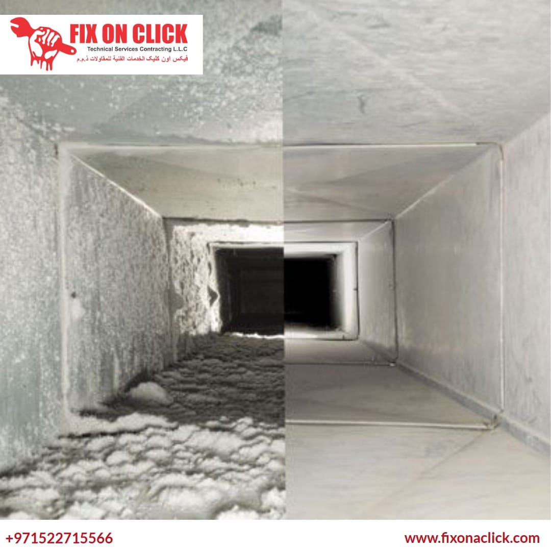 AC duct cleaning Dubai - Fix On Click HVAC technician cleaning air ducts