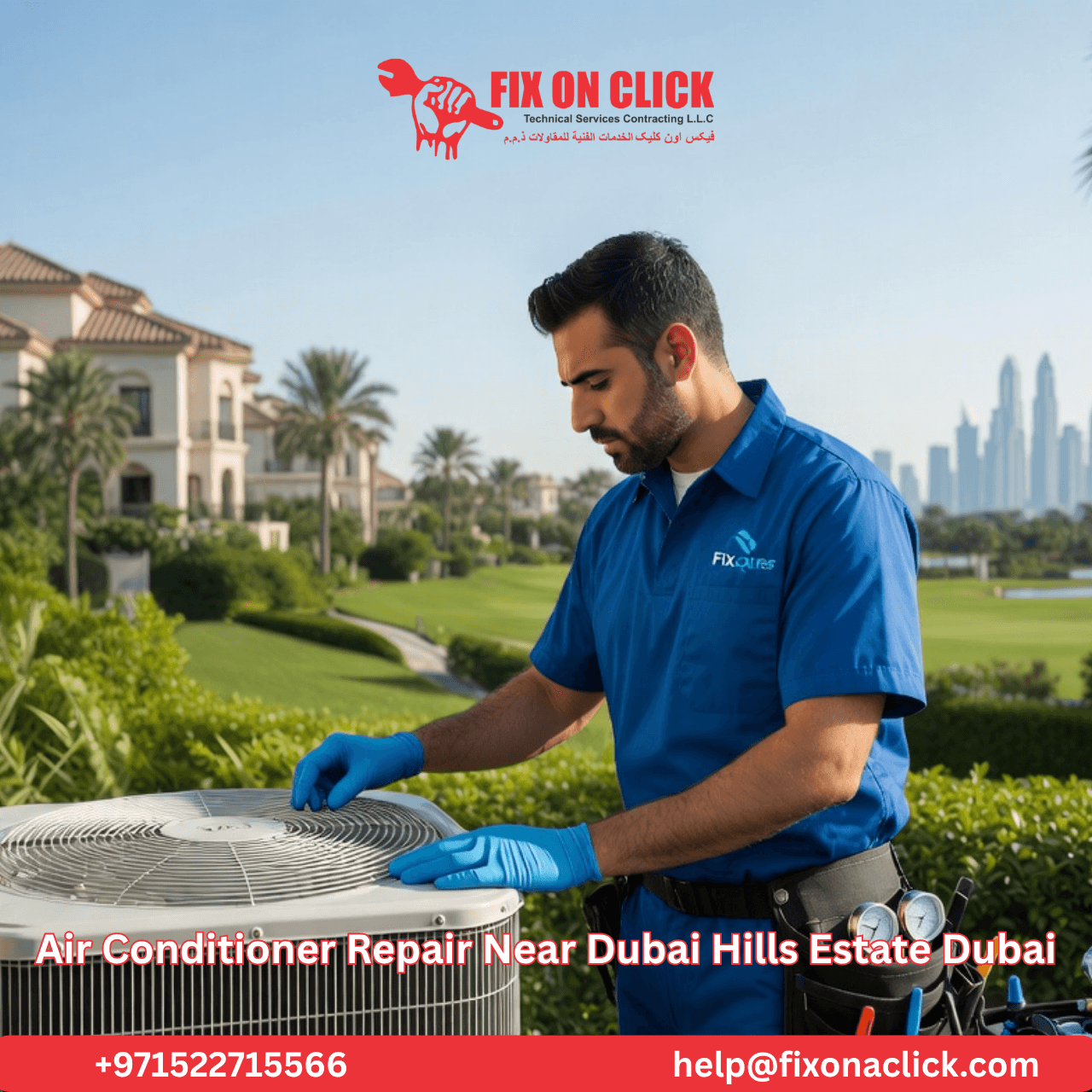 Fix on Click AC repair and maintenance services in Dubai Hills Estate community