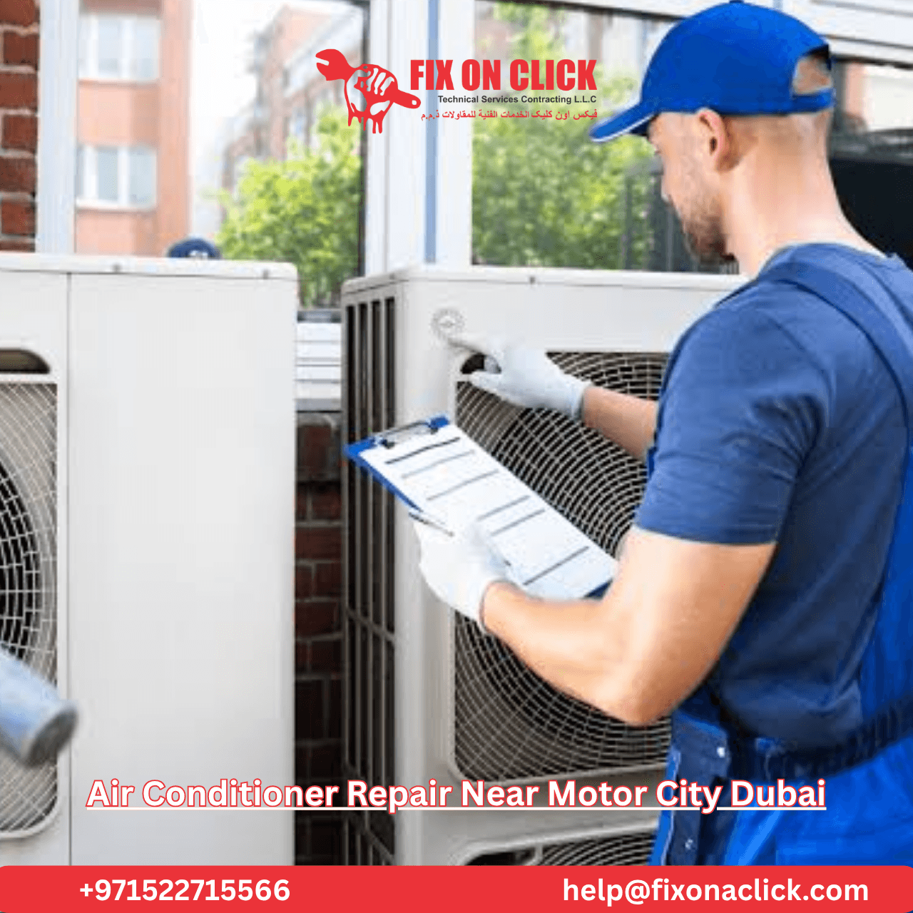 Fix on A Click AC maintenance service for Motor City Dubai homes
