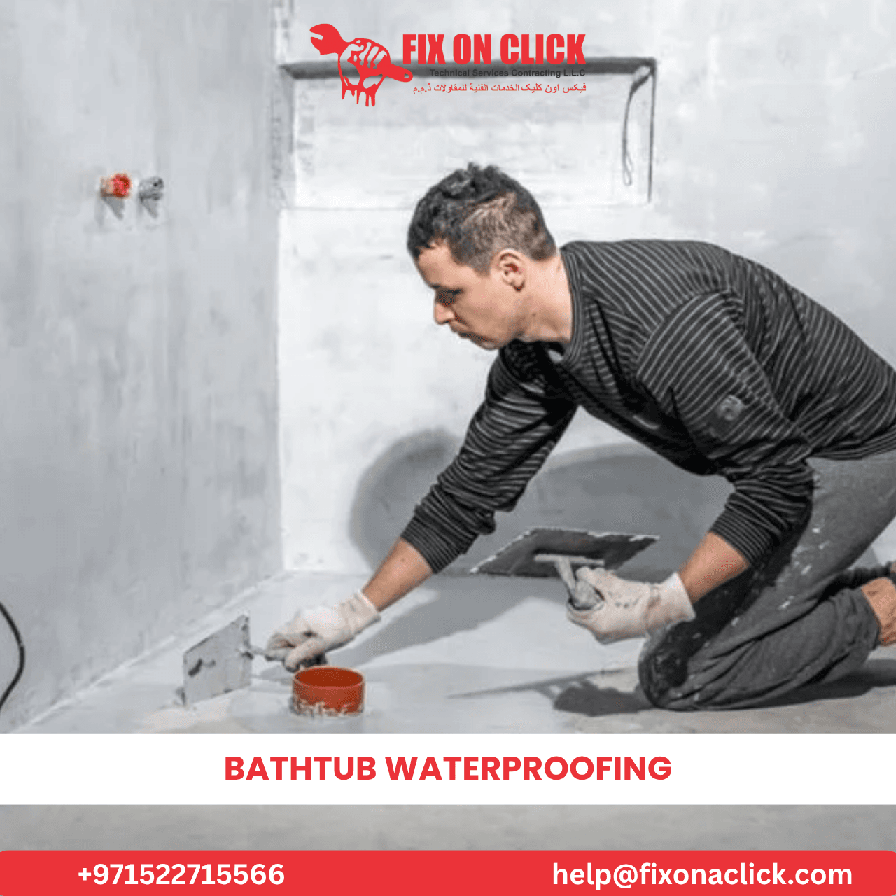 Bathtub waterproofing service in Dubai by Fix On Click