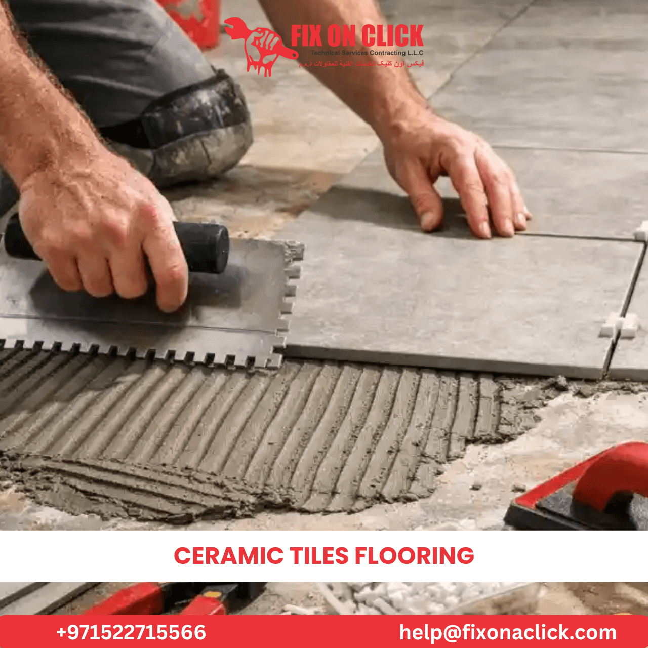 Ceramic tile grouting process for Dubai property flooring