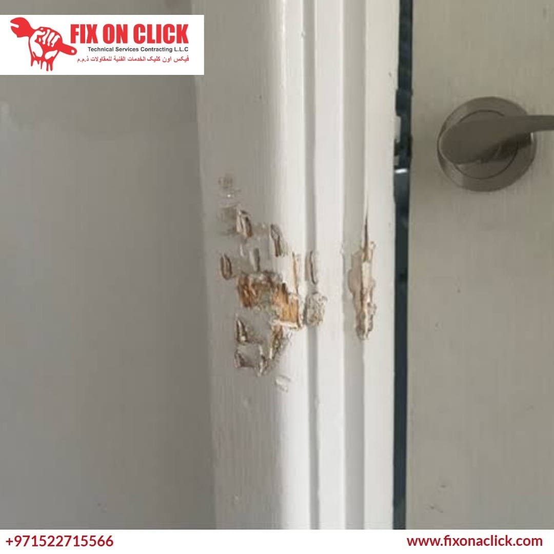 Expert carpenter repairing a broken door frame