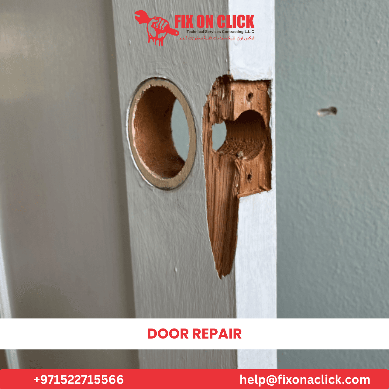 Carpenter fixing door hinges and hardware in Dubai