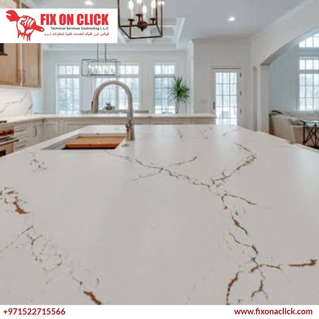 Expert stonemason installing a new kitchen countertop