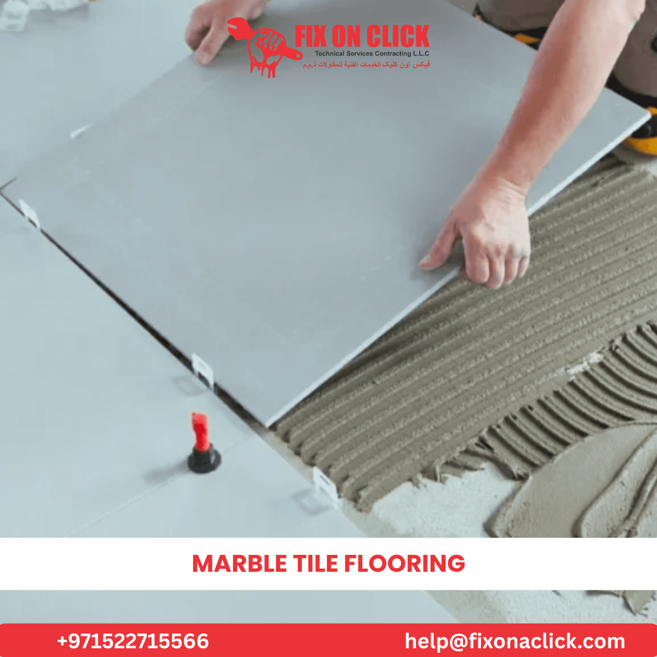 Marble Flooring Maintenance Dubai Polished marble tile flooring finish by Fix On Click Dubai