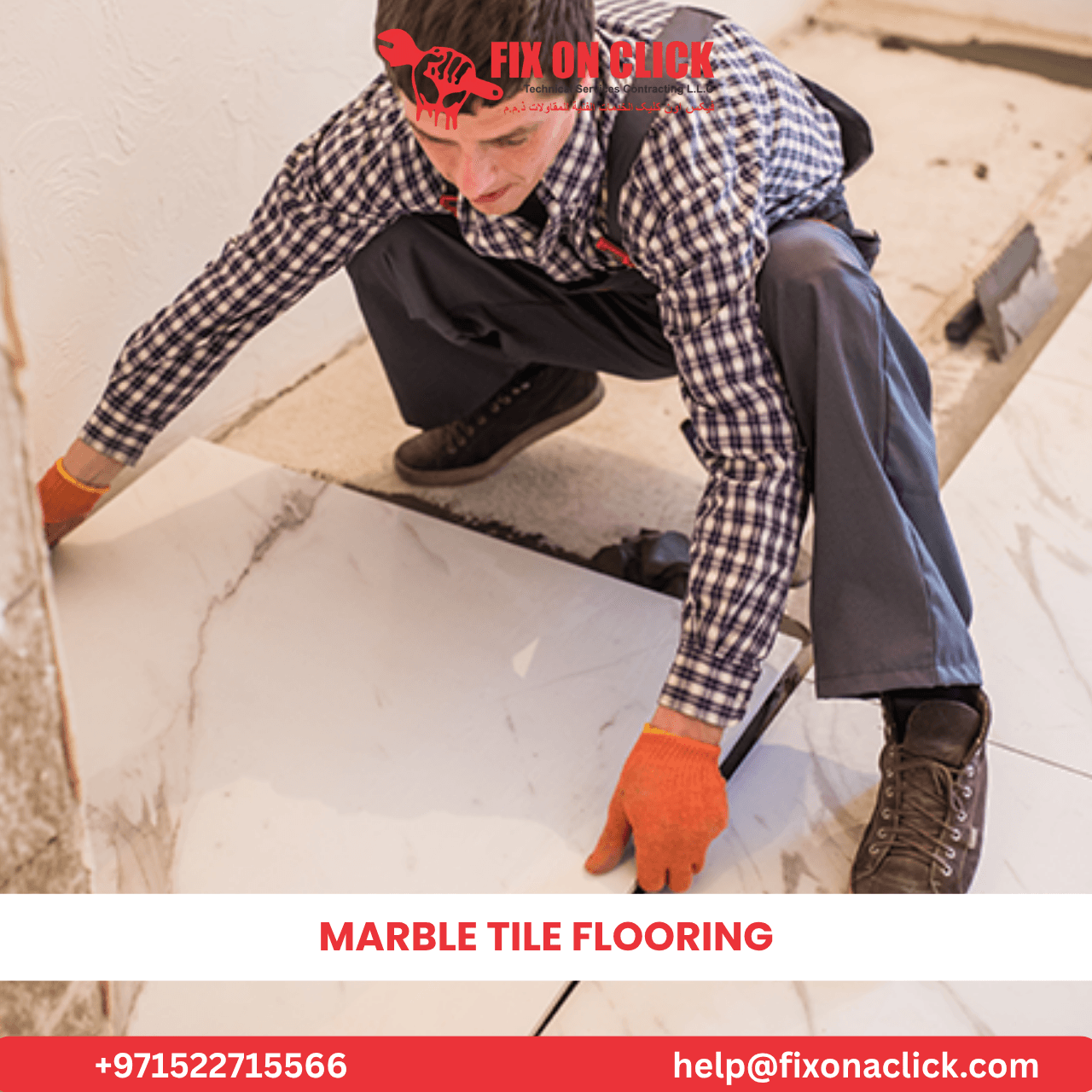 Marble Tile Flooring Dubai Marble tile flooring installation in a Dubai villa by Fix On Click