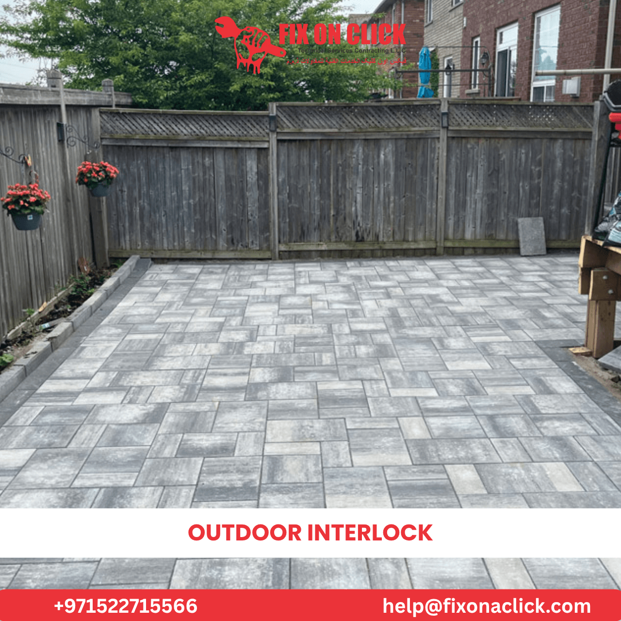 Outdoor interlock pool deck installation in Dubai