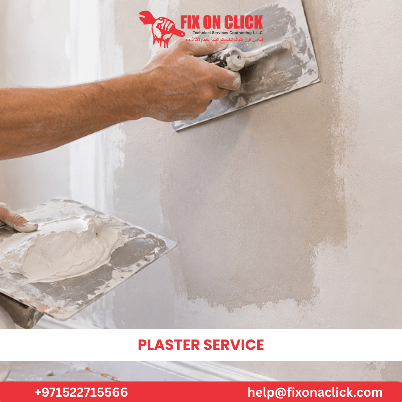Repairing cracked plaster wall in Dubai residential property