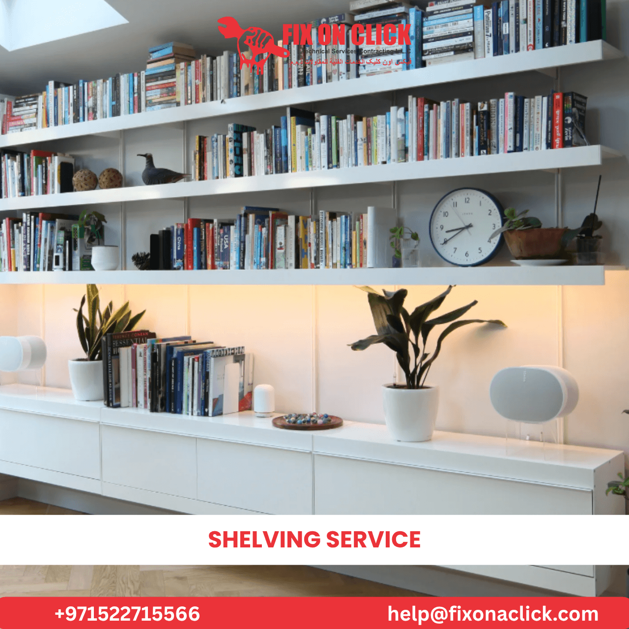 Garage and storage shelving installation by Fix On Click Dubai